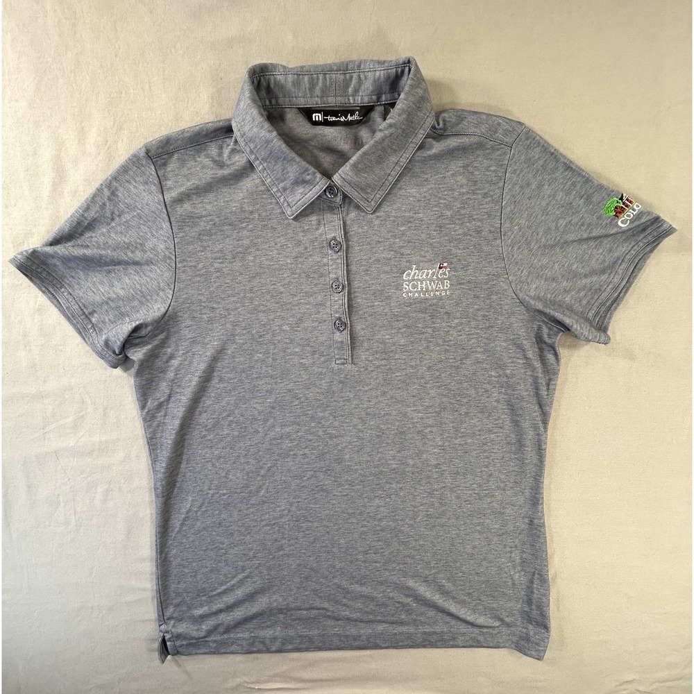 Travis Mathew Polo Colonial Country Club Golf Heather Blue Shirt Women's Medium